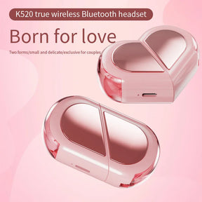 New Fashionable Bluetooth Wireless Headphone Heart Shaped TWS Headset Women'S Heart Shaped In-Ear Earbuds Couple Earphone Presen