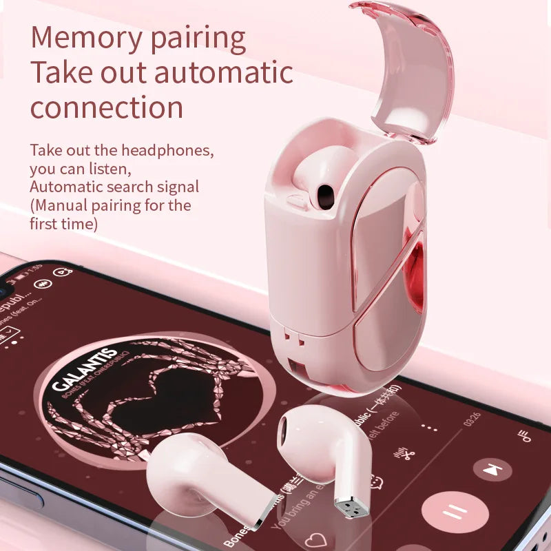 New Fashionable Bluetooth Wireless Headphone Heart Shaped TWS Headset Women'S Heart Shaped In-Ear Earbuds Couple Earphone Presen