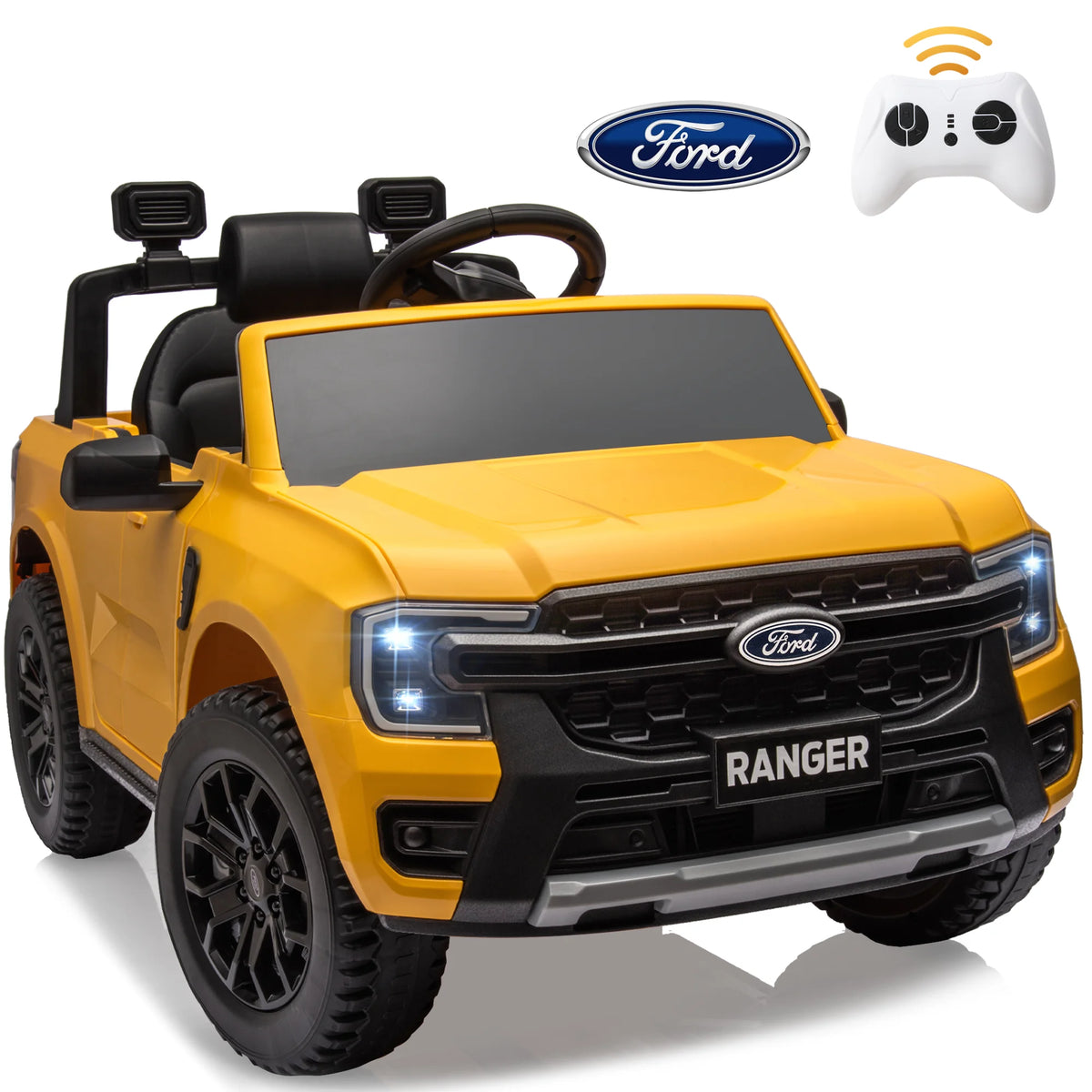 12V Powered Ride on Truck, Ford Ranger Ride on Toy Cars with Remote Control, Rear Wheels Suspension, Safety Belt, MP3 Player, Electric Ride on Cars for Kids Boys Girls 3-6 Ages, Red